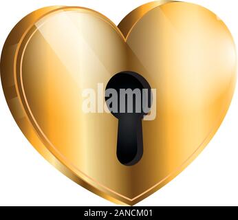 Golden heart shaped padlock Stock Vector