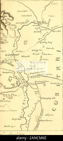 The history of Banbury : including copious historical and antiquarian notices of the neighborhood . MAP OF SITES OF BI. H AND ROMAN KEIIAINS. Stock Photo