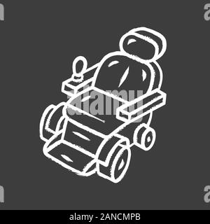 Motorized wheelchair chalk icon. Mobility aid device for physically disabled people. Transportation for handicapped person. Remote controlled scooter. Stock Vector