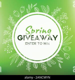 Spring giveaway. Promotional card for instagram Stock Vector