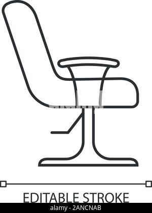 Salon armchair linear icon. Comfortable lounge chair. Hairdressing equipment. Beauty parlour furniture. Thin line illustration. Contour symbol. Vector Stock Vector