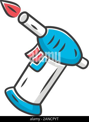 Lighter color icon. Cannabis industry. Ganja smoking device. Cigarette blue gas lighter. Kitchen appliance. Isolated vector illustration Stock Vector
