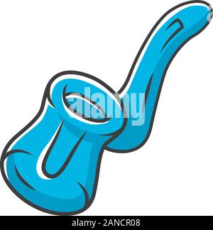 Glass bubbler color icon. Cannabis industry. Ganja smoking device. Hemp distribution and sale. Marijuana legalization. CBD glass pipe bowl. Drug use. Stock Vector