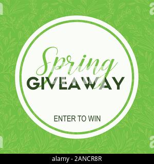 Spring giveaway card. Vector template for blogs Stock Vector