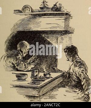 L'oncle Sam en France; lecture, conversation, composition . d says: To your health. Soldier! Eat and drink. The soldier does what she tells him. He is happy,Chocolat and the children are happy too. dix-septi£me LEQON LE BON GITE I ((Bonne vieille, que fais-tu la?II fait assez chaud sans cela;Tu peux laisser tomber la flamme.Menage ton bois, pauvre femme;Je suis seche, je nai pas froid.)) — Mais elle, qui ne veut mentendre,Jette un fagot, range la cendre:«Chauffe-toi, soldat, chauffe-toi.» II ((Bonne vieille, je nai pas faim,Garde ton jambon et ton vin;JPai mange la soupe a Tetape.Veux-tu bien Stock Photo