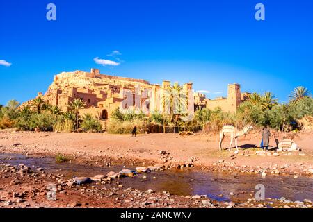 Kasbah Ait Ben Haddou in the Atlas Mountains of Morocco. UNESCO World Heritage Site since 1987. Several films have been shot there. Stock Photo
