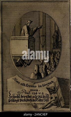 'Rev. P. Abraham a S. Clara ... Besonders meubliert- und gezierte Todten-Capelle, oder, Allgemeiner Todten-Spiegel : darinnen alle Menschen, wes Standes sie sind ...' (1711) Stock Photo