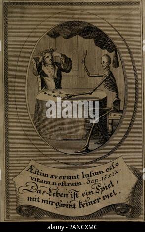 'Rev. P. Abraham a S. Clara ... Besonders meubliert- und gezierte Todten-Capelle, oder, Allgemeiner Todten-Spiegel : darinnen alle Menschen, wes Standes sie sind ...' (1711) Stock Photo