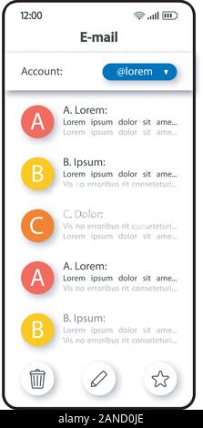 E-mail exchange menu smartphone interface vector template. Mobile app ...