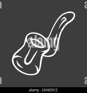 Glass bubbler chalk icon. Cannabis industry. Ganja smoking device. Hemp distribution and sale. Marijuana legalization. CBD glass pipe bowl. Drug use. Stock Vector
