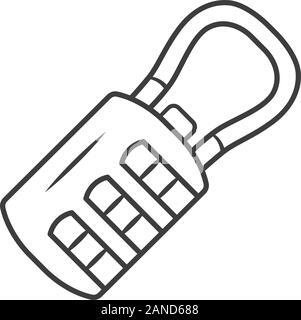 Combination, passcode hanging lock linear icon. Luggage, baggage safety and protection item. Suitcase locker. Thin line illustration. Contour symbol. Stock Vector