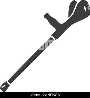 Forearm crutch, walking aid glyph icon. Mobility aid device for physically disabled people. Broken bones, handicapped equipment. Silhouette symbol. Ne Stock Vector