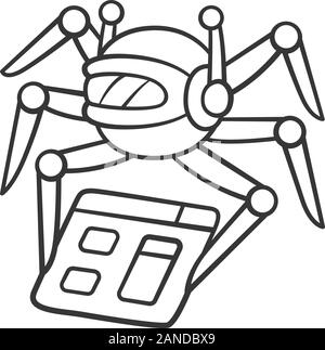 Crawler linear icon. Spiderbot. Search engine optimization. Automatic indexer. Artificial intelligence. Thin line illustration. Contour symbol. Vector Stock Vector
