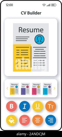 Cv Writing Software Smartphone Interface Vector Template Mobile App Page Color Design Layout Professional Resume Builder Screen Flat Ui For Applica Stock Vector Image Art Alamy