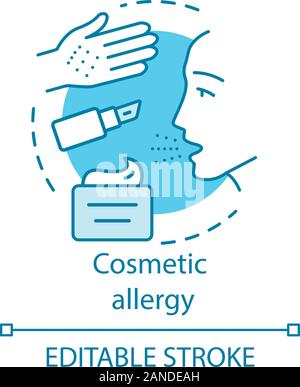 Cosmetic allergy concept icon. Allergic reaction to beauty products idea thin line illustration. Sensitivity to flavors and preservatives in makeup. V Stock Vector