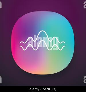 Fluid wave app icon. Flowing wavy lines. Music rhythm, digital soundwave, melody waveform. Equalizer, sound abstract curve. UI/UX user interface. Web, Stock Vector