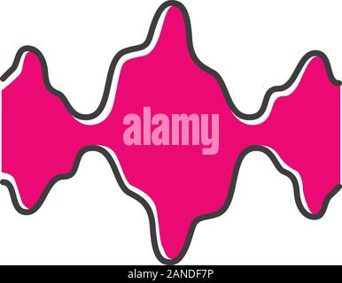 Abstract fluid pink waveforms color icon. Music rhythm, digital soundwave, frequency curves. Asymmetrical wavy lines. Audio, sound flowing waves, shap Stock Vector