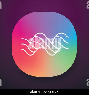 Sound spiral wave app icon. Music rhythm, audio curled soundwave. Spectrum, vibration, noise curve. Digital waveform. UI/UX user interface. Web or mob Stock Vector
