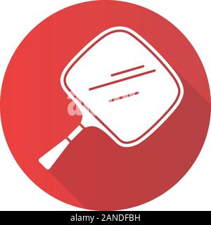 Hand mirror flat design long shadow glyph icon. Small mobile tool for self-shaving and makeup. Hairstylist accessory. Instrument for showing back hair Stock Vector