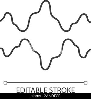 Abstract fluid waveforms linear icon. Thin line illustration. Music rhythm, digital soundwave, frequency curves. Asymmetrical lines. Contour symbol. V Stock Vector