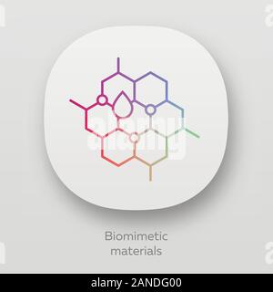 Biomimetic materials app icon. Biological materials structure. Honeycomb, water drop. Bioengineering. UI/UX user interface. Web or mobile applications Stock Vector
