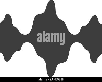 Abstract fluid waveforms glyph icon. Music rhythm, digital soundwave, frequency curves. Asymmetrical lines. Audio, sound flowing waves. Silhouette sym Stock Vector