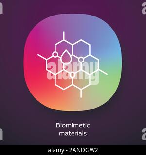 Biomimetic materials app icon. Copying natural formation by human. Honeycomb, water drop. Bioengineering. UI/UX user interface. Web or mobile applicat Stock Vector