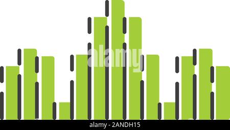 Green dj soundwave color icon. Audio, sound wave. Music rhythm. Disco, party logotype modern design. Sound volume, equalizer. Soundtrack playing frequ Stock Vector
