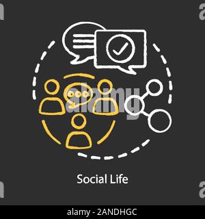 Social life concept chalk concept icon. Interpersonal relationships, socializing, networking idea.  Community communication, human interaction. Vector Stock Vector