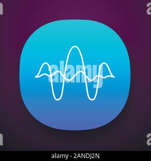 Overlapping curves, waves app icon. Vibration, noise amplitude level. Music, stereo frequency. Audio, digital soundwaves. UI/UX user interface. Web or Stock Vector