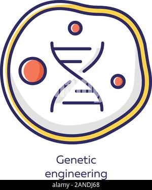 Genetic engineering white color icon. Genes manipulation using biotechnology. Living body cell. Genome modification. Organism modify characteristics. Stock Vector
