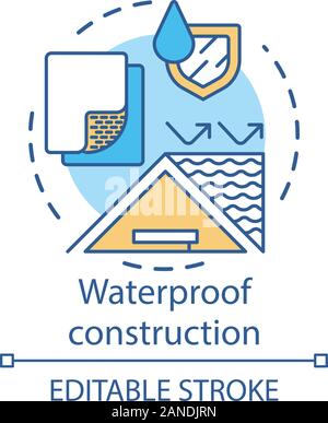 Waterproof construction concept icon. Water resistant building materials idea thin line illustration. Hydrophobic coating, covering substances. Vector Stock Vector