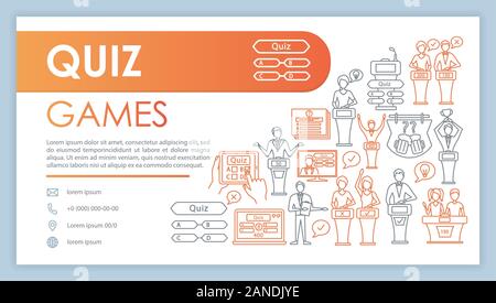 Quiz Games Web Banner Business Card Vector Template Question