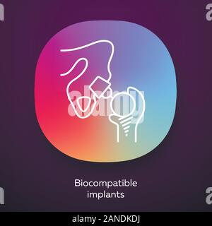 Biocompatible implants linear icon. Artificial joint. Biological ...