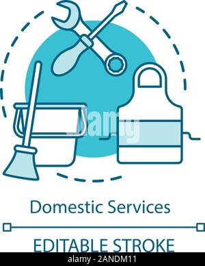 Domestic services and duties concept icon. Housekeeping, cleaning ...
