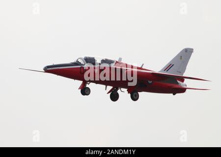 G-RORI (formerly XR538 in RAF service), a privately-owned Folland Gnat T1, wearing the colours of 4 Flying Training School, at RAF Leuchars in 2013. Stock Photo