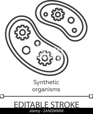 Synthetic organisms linear icon. Engineering bacteria. Single celled organisms. Protozoans. Biotechnology. Thin line illustration. Contour symbol. Vec Stock Vector