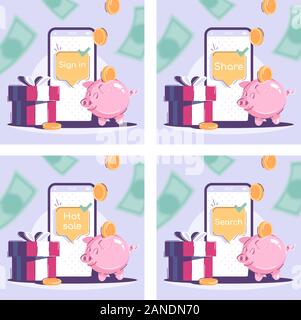Promotional social media post mockups set. Advertising web banner design templates. Social media boosters, content layouts. Promo posters, print ads w Stock Vector