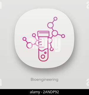 Bioengineering app icon. Biological engineering. Test tube, molecule ...