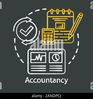 Accountancy chalk concept icon. Budgeting and finance planning. Keeping financial records. Performing audits. Bookkeeping idea. Vector isolated chalkb Stock Vector