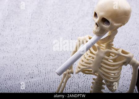 Human skeleton model for medical anatomy no smoking concept. Stock Photo