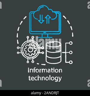 Information technology chalk concept icon. Computer science. Structuring, storing, retrieving, and sending information idea. Vector isolated chalkboar Stock Vector