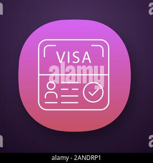 Start up visa app icon. Residence permit. Travel document. Immigration. Travel approval. Foreign entrepreneurs visa. UI/UX user interface. Web or mobi Stock Vector