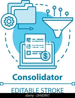 Consolidator concept icon. Billing idea thin line illustration. Debt consolidation. Combining orders. E-commerce. Financial service. Vector isolated o Stock Vector