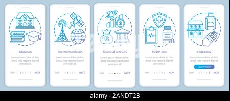Social services onboarding mobile app page screen vector template. Informational services. Walkthrough website steps with linear illustrations. UX, UI Stock Vector