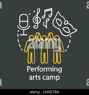 Performing arts, theatrical performers camp chalk concept icon. Artistic, creative personalities community, club idea. Theatre, movie acting amateurs. Stock Vector