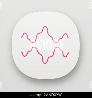 Abstract fluid waveforms app icon. UI/UX user interface. Music rhythm, digital soundwave, frequency curves. Asymmetrical wavy lines. Web or mobile app Stock Vector