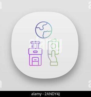 Immigration app icon. Trip planning, holiday vacation organization. Travelling abroad. Migration document, passport. UI/UX user interface. Web or mobi Stock Vector