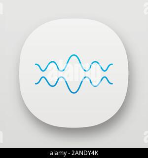 Fluid wave app icon. UI/UX user interface. Flowing wavy lines. Music rhythm, soundwave. Equalizer, sound volume level abstract curve. Web or mobile ap Stock Vector