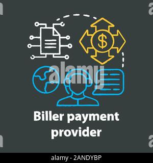 Biller payment provider chalk concept icon. Billing idea. Financial customer service. Invoice providing. E-payment for services. Vector isolated chalk Stock Vector